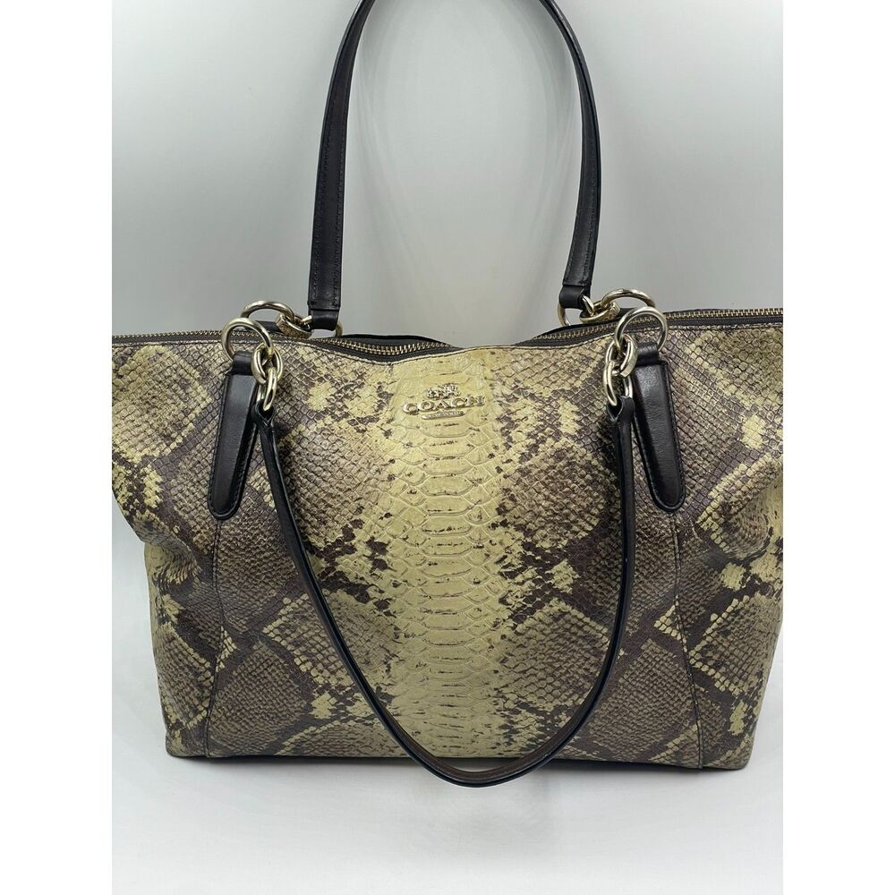 Coach Ava Python Embossed Leather Tote Bag F35888 Snake Print Shoulder Bag VGUC
